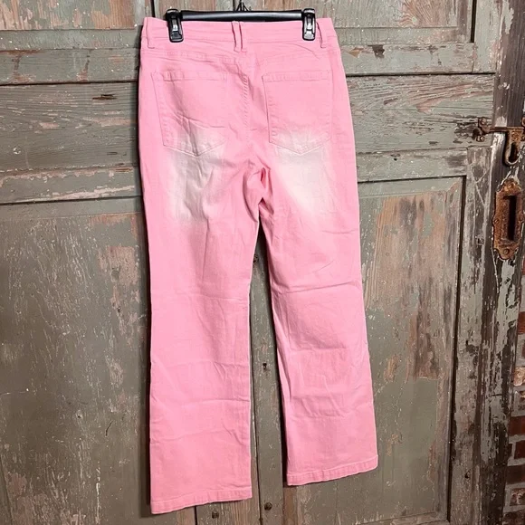#132 Pink Denim Jeans with Whitewashed Areas - Picture 4 of 6